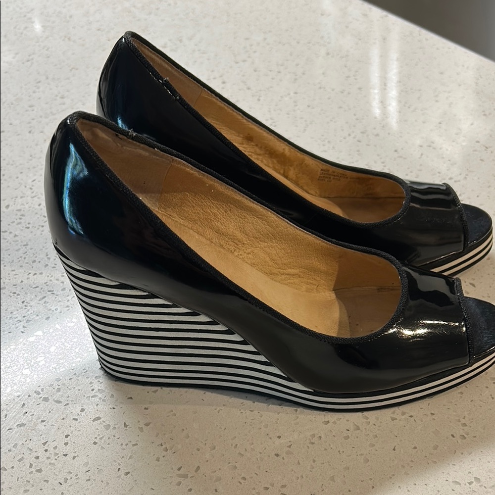 Michael Kors Black Patent Leather Peep-Toe Heels